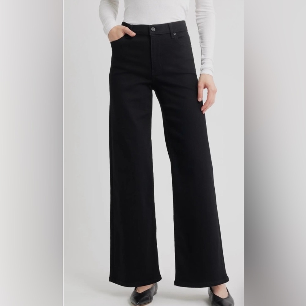 Frame Denim Le Slim Palazzo High Waist Wide-Leg Jeans in Black Size 26